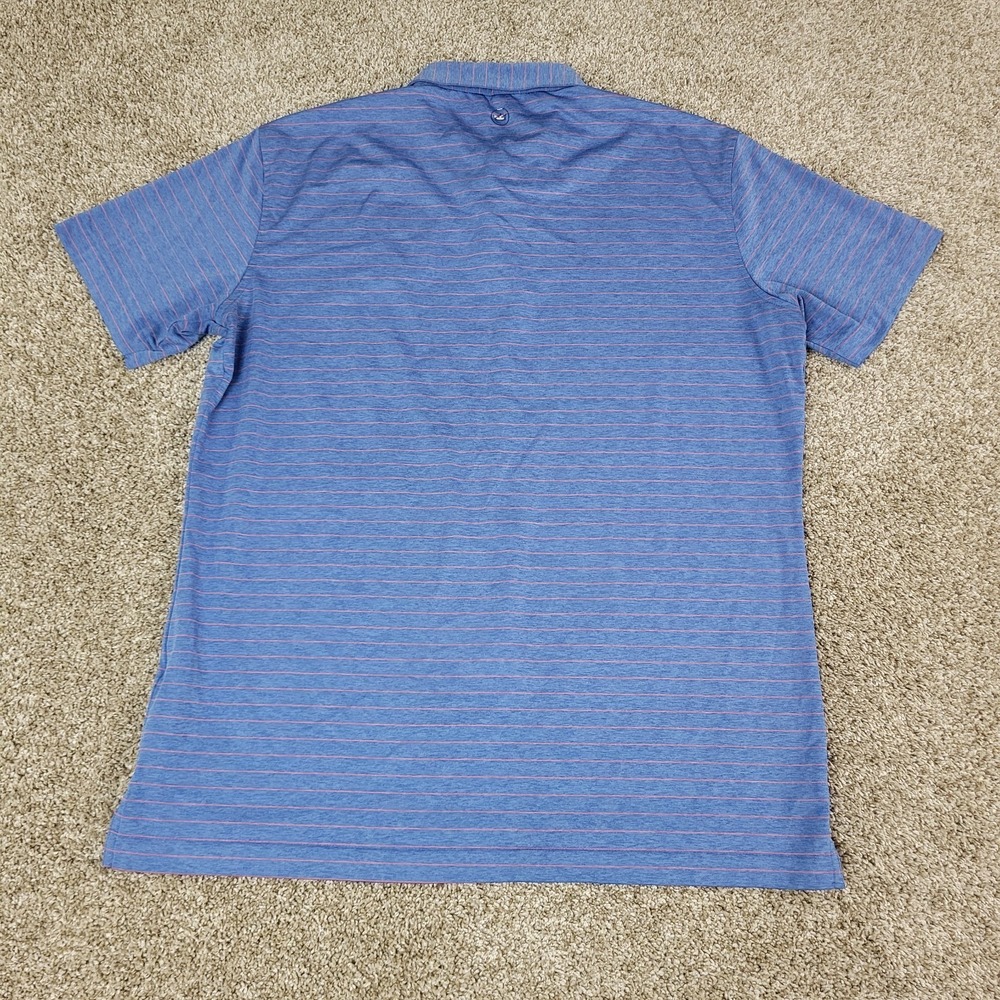 Peter Millar Crown Crafted Mens Large Blue Red Striped Performance Stretch Polo - Picture 3 of 6